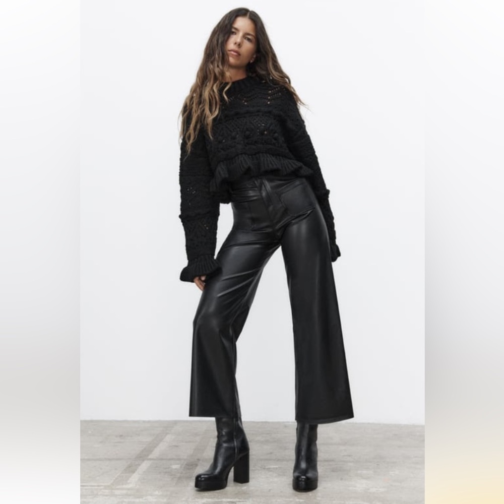 Zara Faux Leather Marine Pants Size 4
